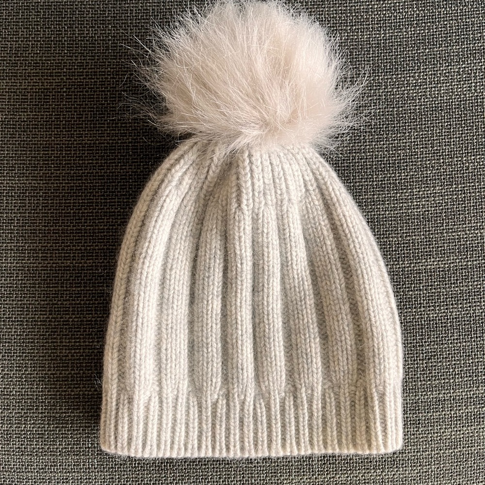 Cozy Knit Kids Beanie with Pom Pom - Cream